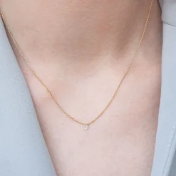 Aria - 18Ct Gold, 0.08Ct Drilled Diamond Necklace^The Alkemistry Fashion