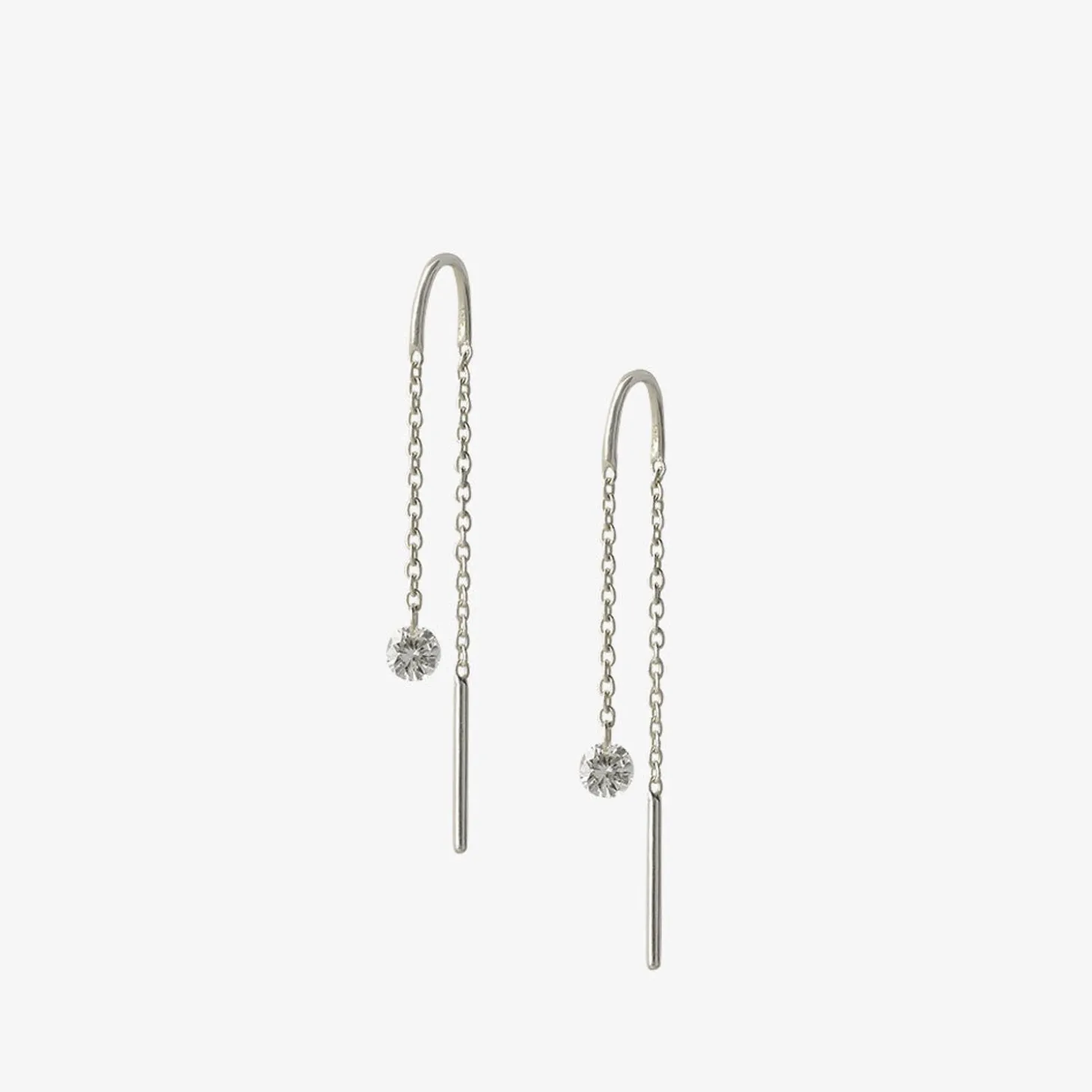 Aria - 18Ct Gold, 0.08Ct Drilled Diamond Threader Earrings (Pair)^The Alkemistry Online