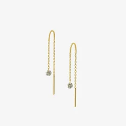Aria - 18Ct Gold, 0.08Ct Drilled Diamond Threader Earrings (Pair)^The Alkemistry Cheap