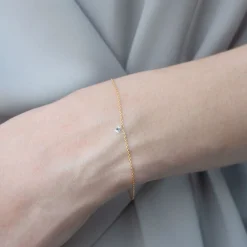 Aria - 18Ct Gold, 0.08Ct Drilled Diamond Bracelet^The Alkemistry Store