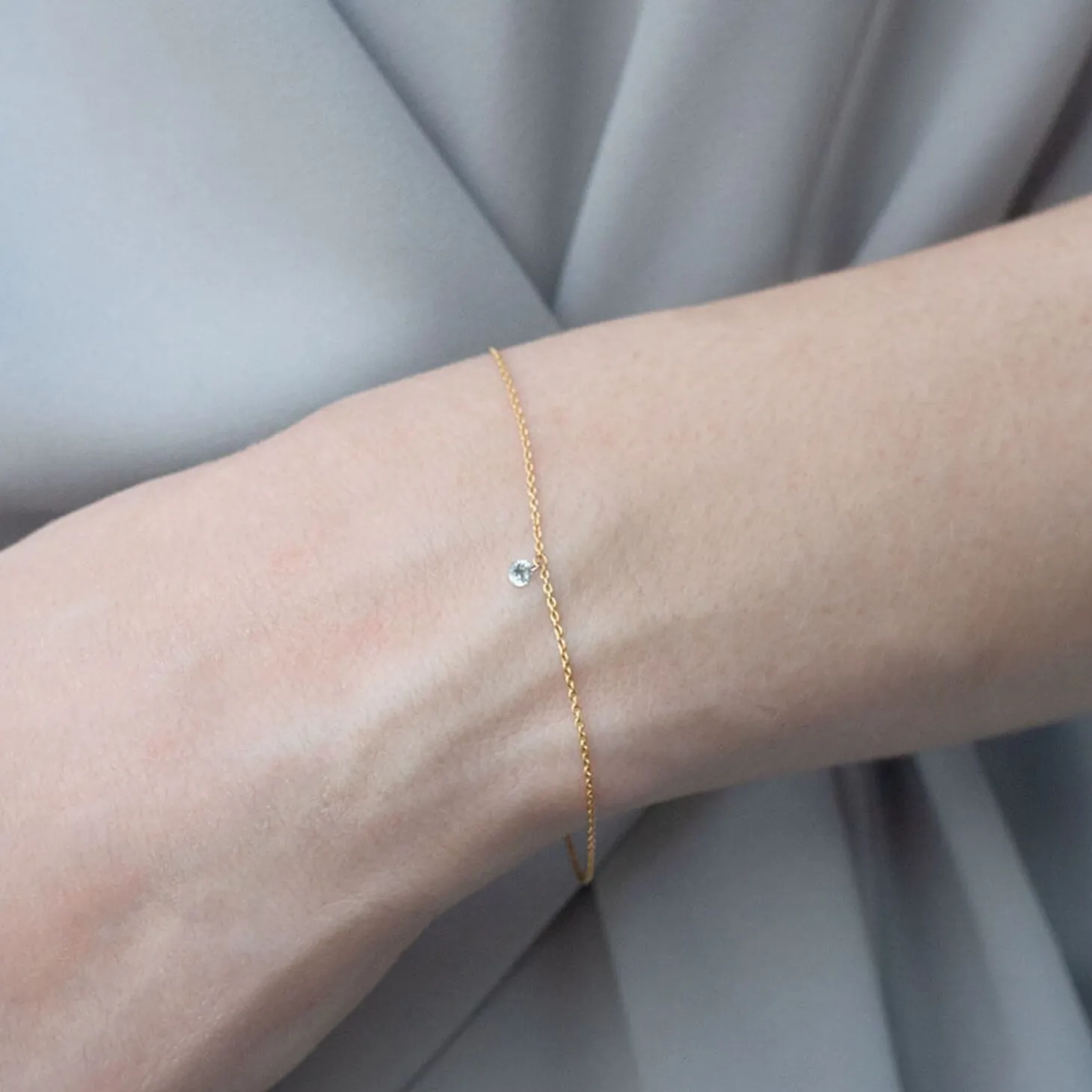 Aria - 18Ct Gold, 0.08Ct Drilled Diamond Bracelet^The Alkemistry Store