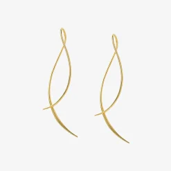 Aria - 18Ct Gold, Large Wave Threader Earrings (Pair)^The Alkemistry Cheap
