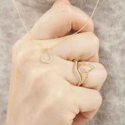 Aria - 18Ct Gold, Pave Diamond Pear Necklace^The Alkemistry Discount