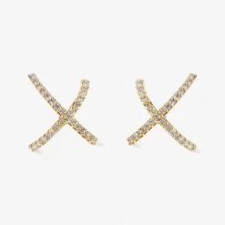 Aria - 18Ct Gold, Pave Diamond Crossover Earrings (Pair)^The Alkemistry Sale