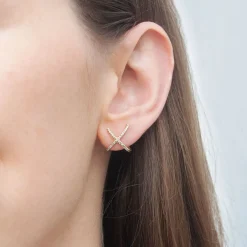 Aria - 18Ct Gold, Pave Diamond Crossover Earrings (Pair)^The Alkemistry Sale