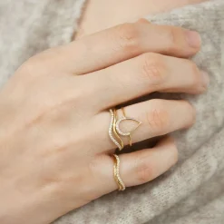Aria - 18Ct Gold, Pave Diamond Pear Ring^The Alkemistry Discount