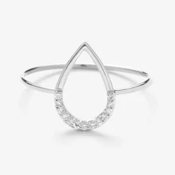 Aria - 18Ct Gold, Pave Diamond Pear Ring^The Alkemistry Cheap
