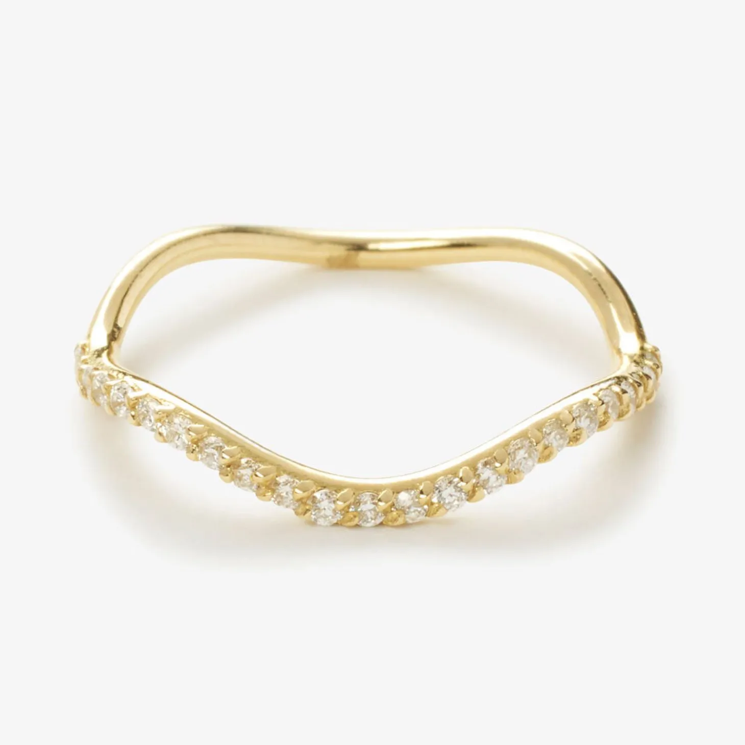 Aria - 18Ct Gold, Pave Diamond Wave Pinky Ring^The Alkemistry Online