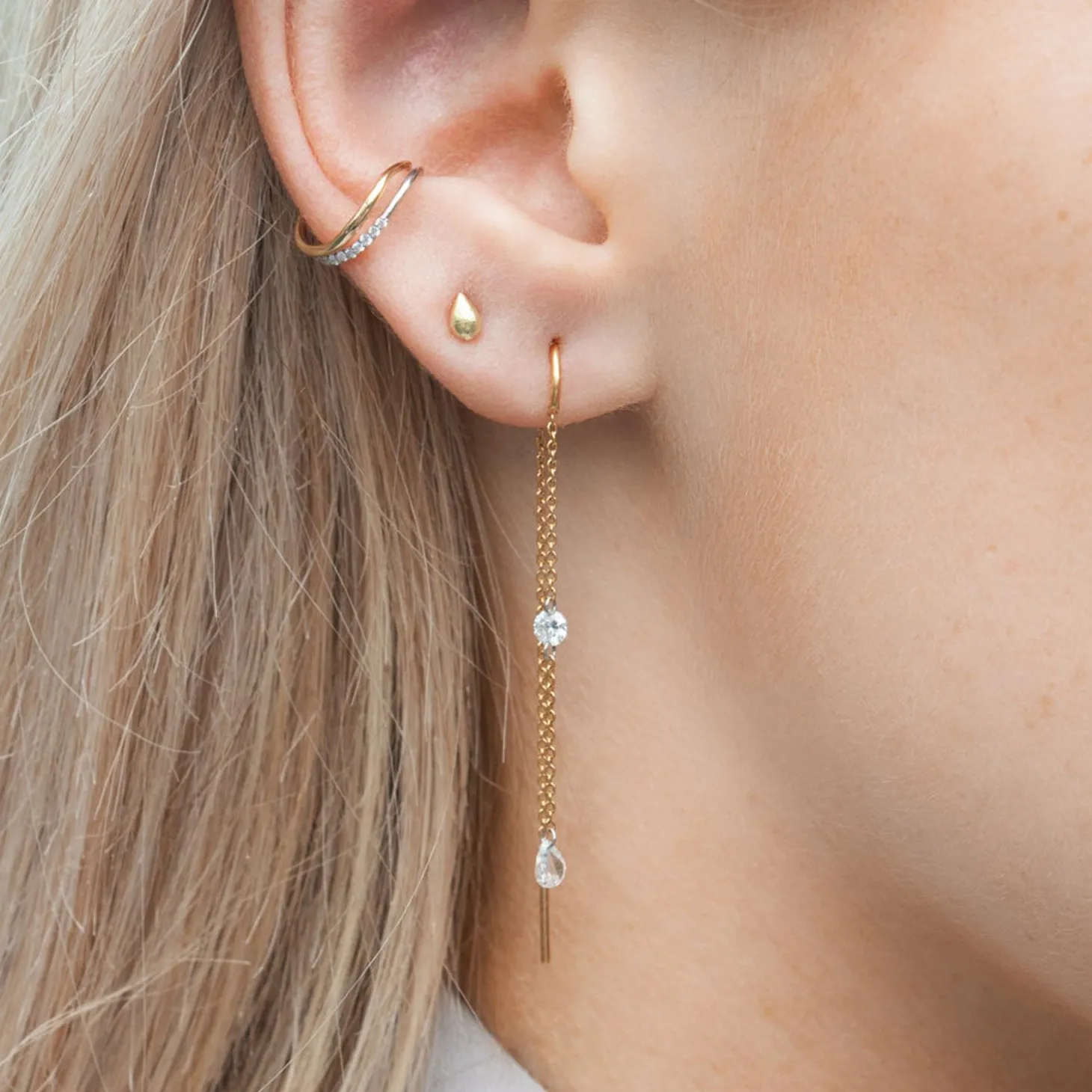 Aria - 18Ct Gold, Pave Diamond Ear Cuff (Single)^The Alkemistry Sale