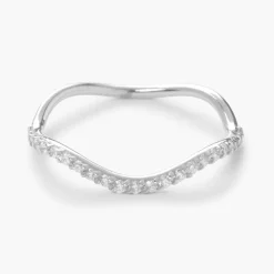 Aria - 18Ct Gold, Pave Diamond Wave Pinky Ring^The Alkemistry Outlet