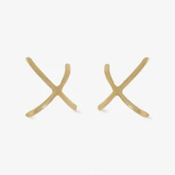 Aria - 18Ct Gold, Plain Crossover Earrings (Pair)^The Alkemistry Outlet
