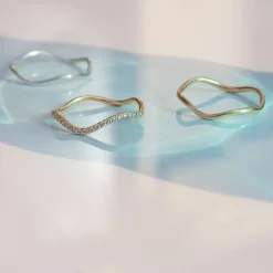 Aria - 18Ct Gold, Plain Wave Ring^The Alkemistry Best Sale