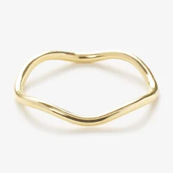 Aria - 18Ct Gold, Plain Wave Pinky Ring^The Alkemistry Shop