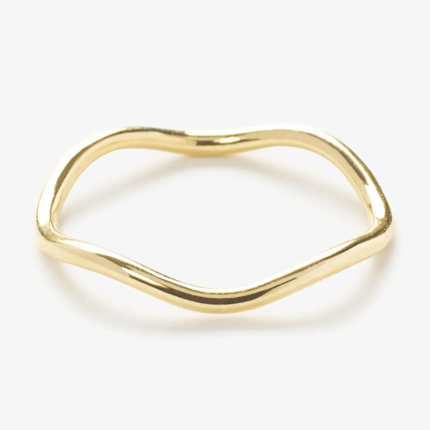 Aria - 18Ct Gold, Plain Wave Pinky Ring^The Alkemistry Shop