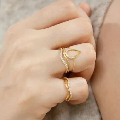 Aria - 18Ct Gold, Plain Wave Pinky Ring^The Alkemistry Shop