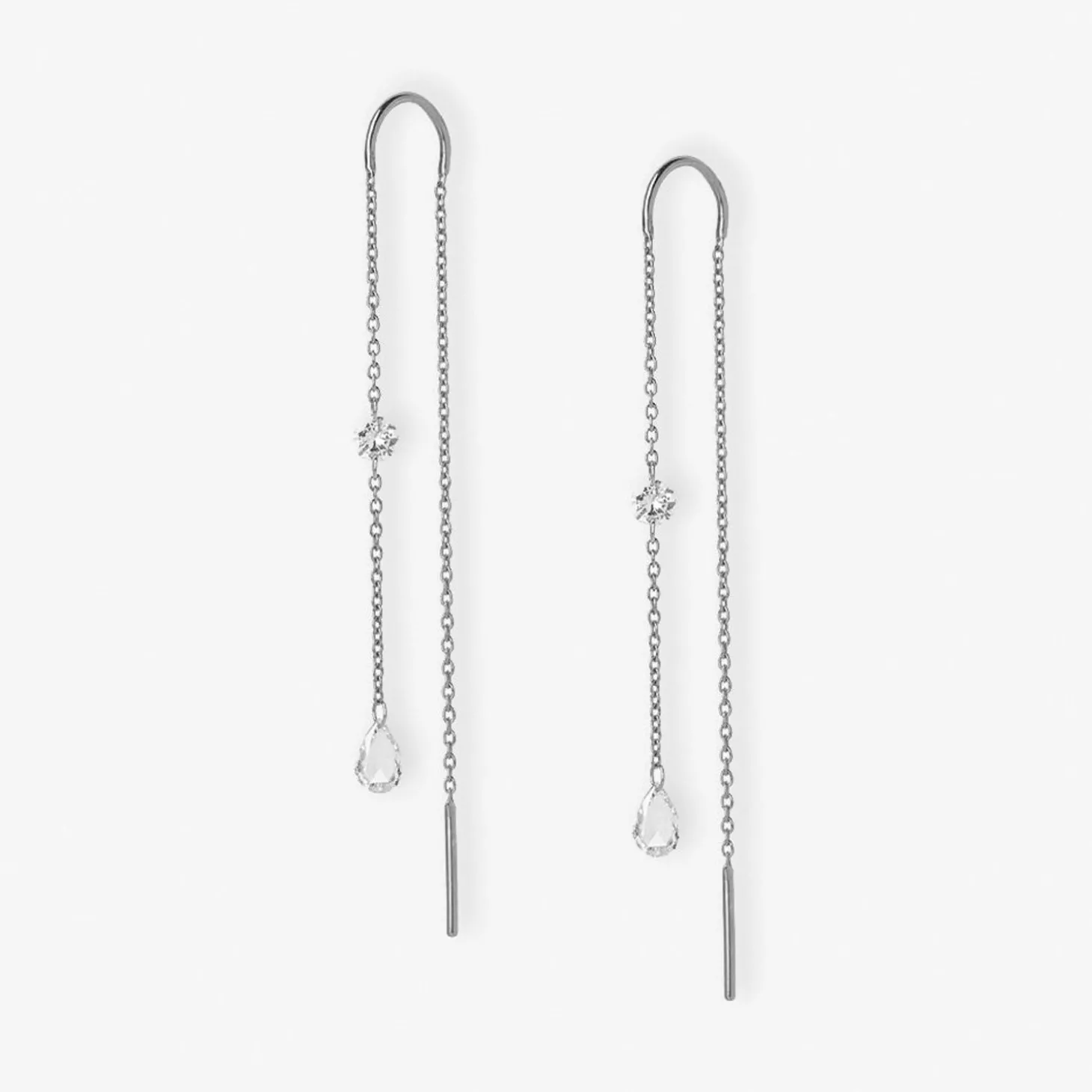 Aria - 18Ct Gold, Rose & Brilliant Cut Diamond Threader Earrings (Pair)^The Alkemistry Shop