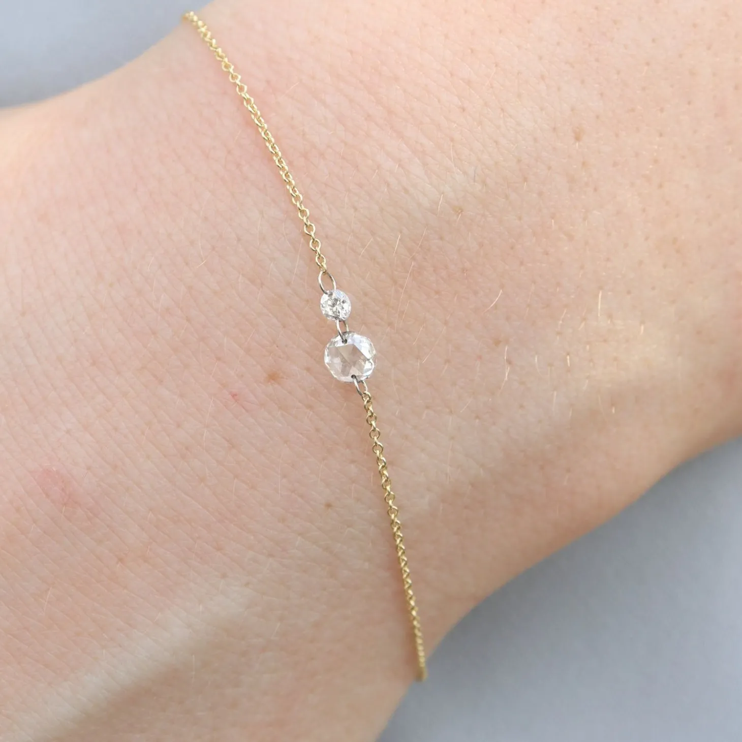 Aria - 18Ct Gold, Rose & Brilliant Cut Double Diamond Bracelet^The Alkemistry Flash Sale