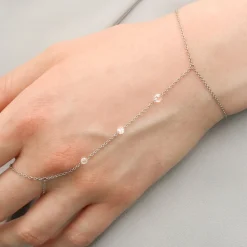 Aria - 18Ct Gold, Triple Rose Cut Diamond Hand Bracelet^The Alkemistry Online