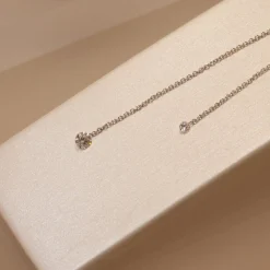 Aria - 18Ct Gold, Two Drilled Diamond Lariat Necklace^The Alkemistry Clearance