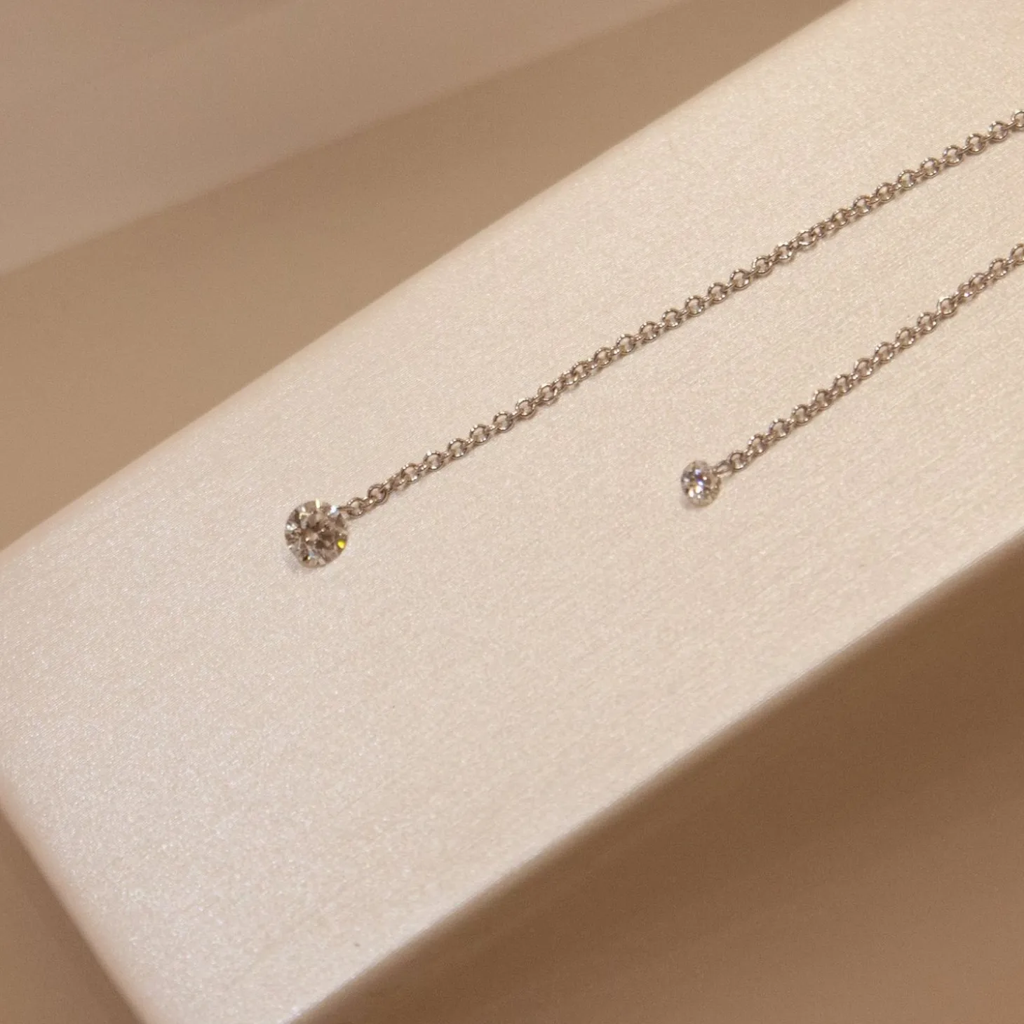 Aria - 18Ct Gold, Two Drilled Diamond Lariat Necklace^The Alkemistry Clearance