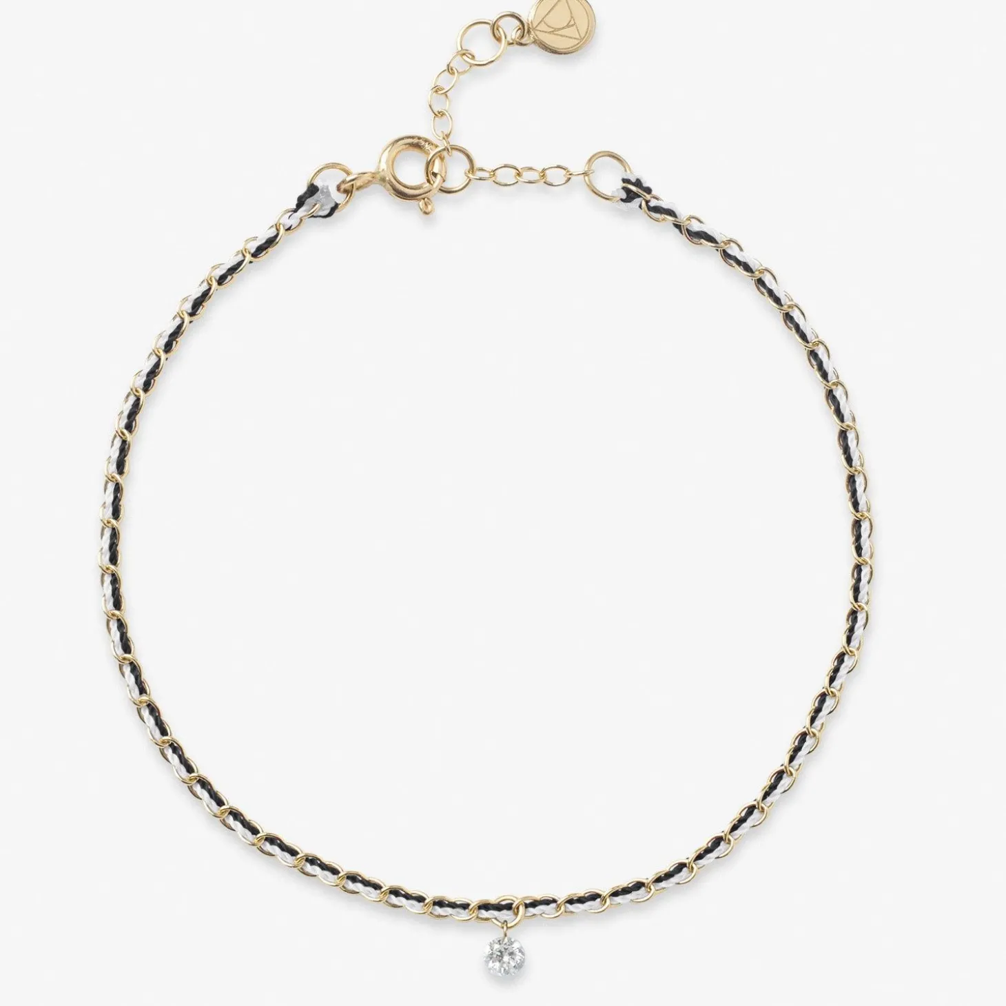 Auric - 18Ct Gold, Black & White Woven Chain Diamond Bracelet^The Alkemistry Best
