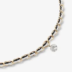 Auric - 18Ct Gold, Black & White Woven Chain Diamond Bracelet^The Alkemistry Best