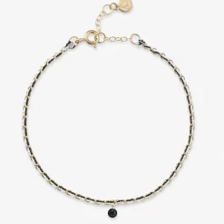 Auric - 18Ct Gold, Black & White Woven Chain Black Diamond Bracelet^The Alkemistry Best Sale