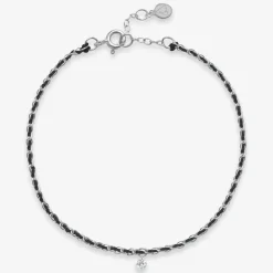 Auric - 18Ct Gold, Black Woven Chain Diamond Bracelet^The Alkemistry Online