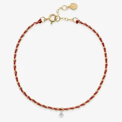 Auric - 18Ct Gold, 'Empowerment' Red Woven Chain Diamond Bracelet^The Alkemistry Best