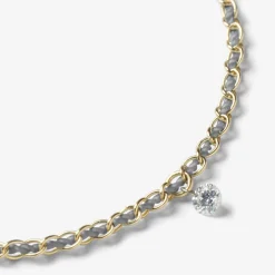 Auric - 18Ct Gold, Grey Woven Chain Diamond Bracelet^The Alkemistry Fashion