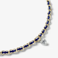 Auric - 18Ct Gold, 'Intuition' Navy Woven Chain Diamond Bracelet^The Alkemistry Flash Sale