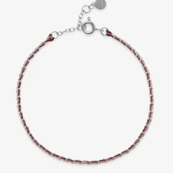 Auric - 18Ct Gold, 'Love' Pink & Garnet Woven Chain Bracelet^The Alkemistry Store