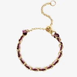 Auric - 18Ct Gold, 'Love' Pink & Garnet Woven Chain Ring^The Alkemistry Outlet