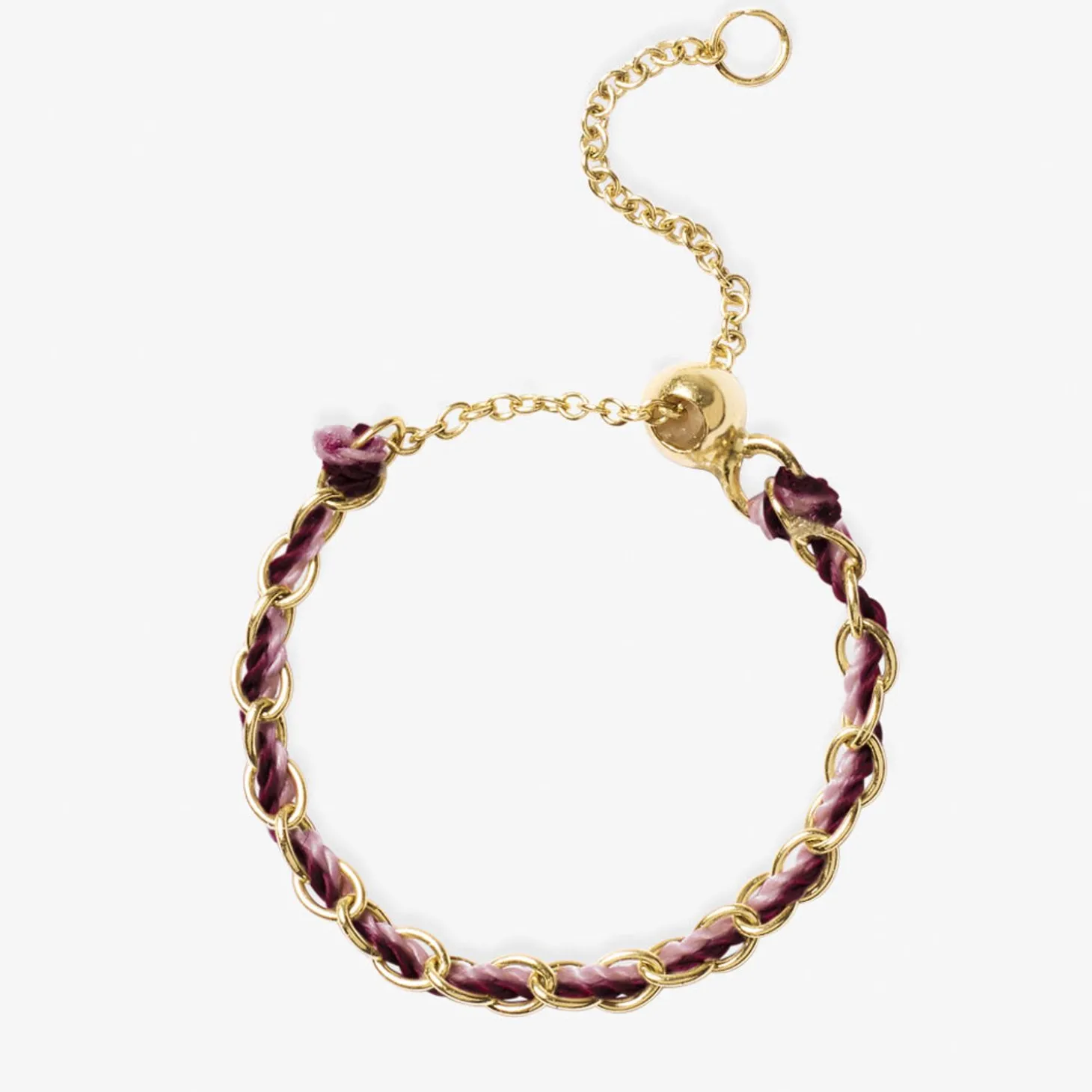 Auric - 18Ct Gold, 'Love' Pink & Garnet Woven Chain Ring^The Alkemistry Outlet