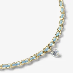 Auric - 18Ct Gold, 'Peace' Turquoise Woven Chain Diamond Bracelet^The Alkemistry New