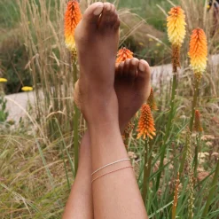 Auric - 18Ct Gold, 'Peace' Turquoise Woven Chain Anklet^The Alkemistry Best