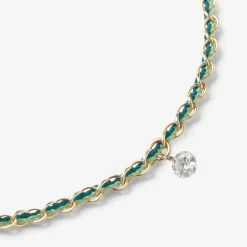 Auric - 18Ct Gold, 'Prosperity' Green & Jade Woven Chain Diamond Bracelet^The Alkemistry Shop