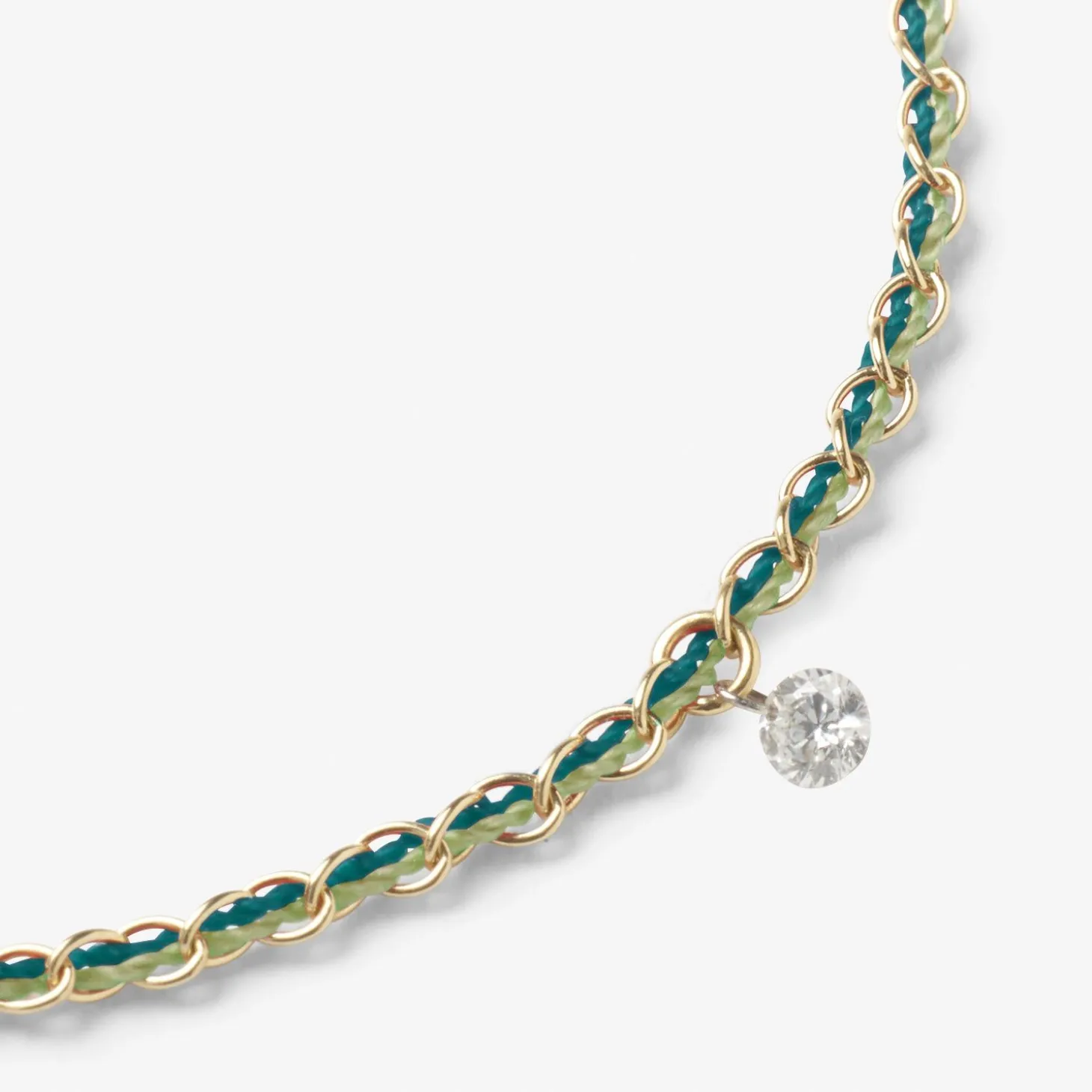 Auric - 18Ct Gold, 'Prosperity' Green & Jade Woven Chain Diamond Bracelet^The Alkemistry Shop