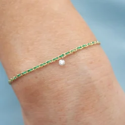 Auric - 18Ct Gold, 'Prosperity' Green & Jade Woven Chain Diamond Bracelet^The Alkemistry Shop