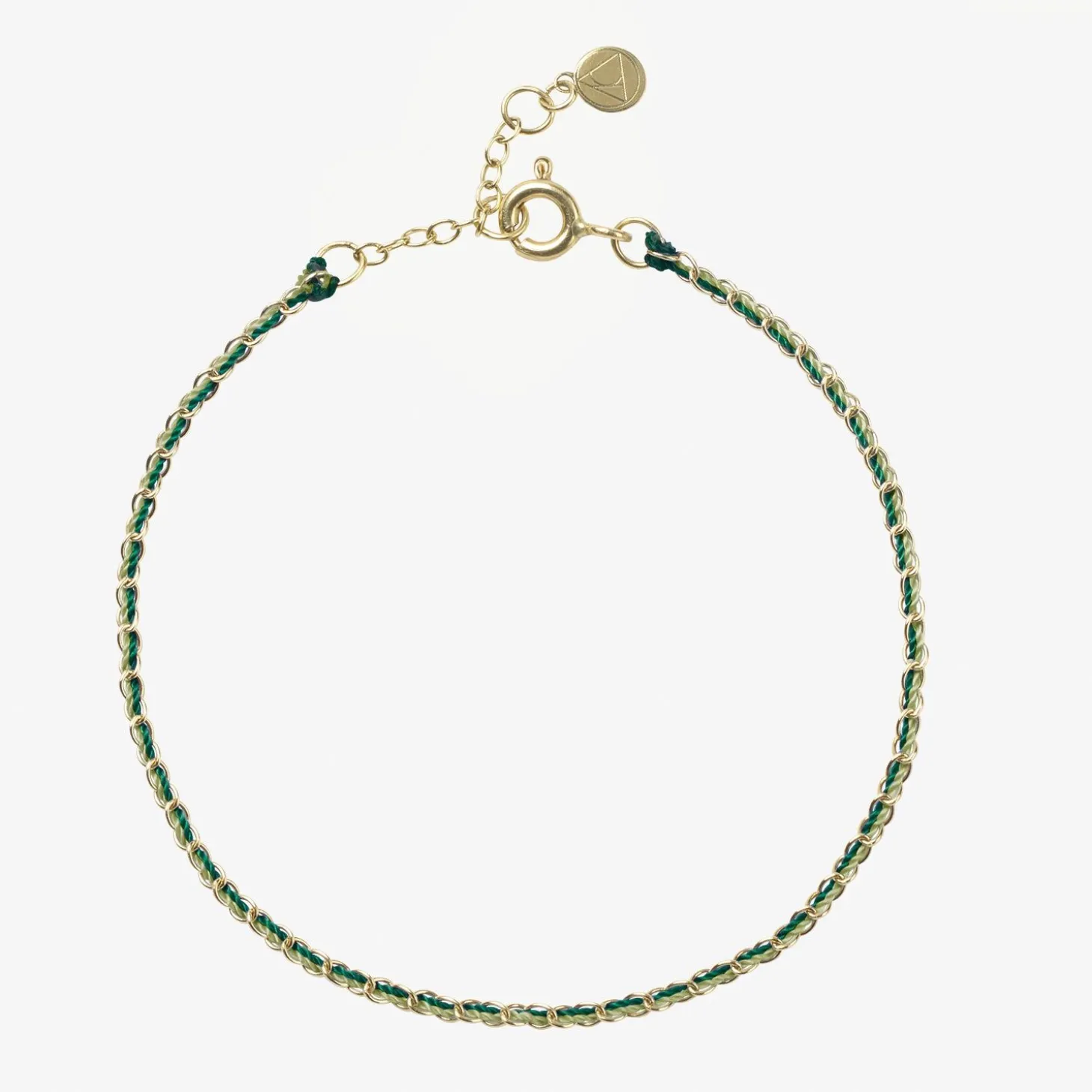 Auric - 18Ct Gold, 'Prosperity' Green & Jade Woven Chain Bracelet^The Alkemistry Shop