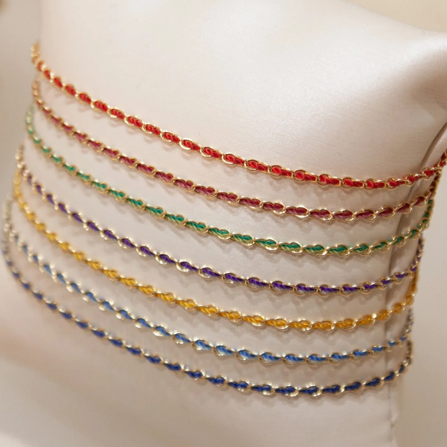 Auric - 18Ct Gold, 'Prosperity' Green & Jade Woven Chain Bracelet^The Alkemistry Shop