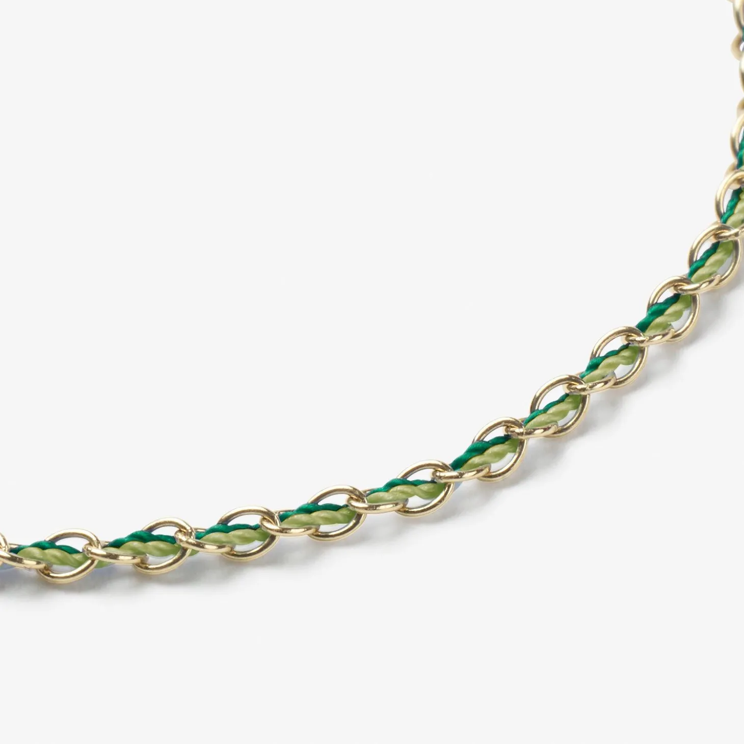 Auric - 18Ct Gold, 'Prosperity' Green & Jade Woven Chain Bracelet^The Alkemistry Shop