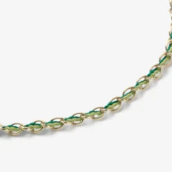 Auric - 18Ct Gold, 'Prosperity' Green & Jade Woven Chain Anklet^The Alkemistry Best
