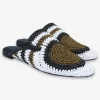 Auric - Khaki, Black & White, Woven Raffia Leather Slippers^The Alkemistry Clearance