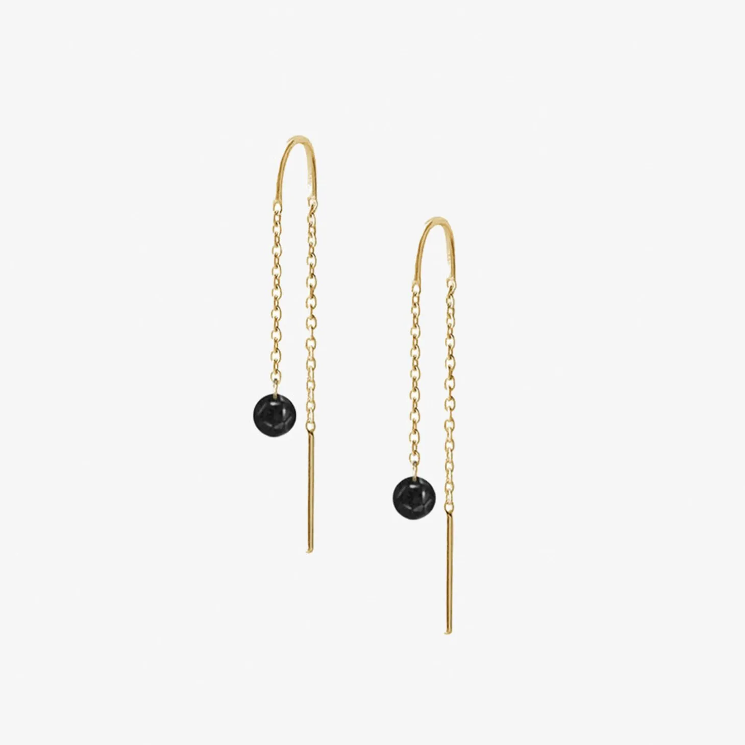 Black Magic - 18Ct Gold, 0.08Ct Drilled Black Diamond Threader (Pair)^The Alkemistry Best