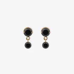 Black Magic - 18Ct Gold, Double Black Diamond Drop Earrings (Pair)^The Alkemistry Cheap