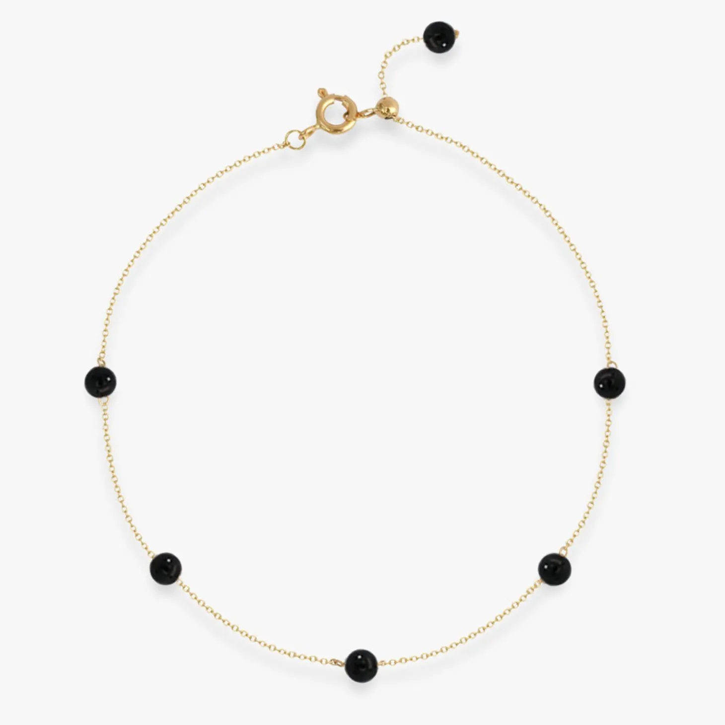 Boba - 18Ct Gold, Black Onyx Bead And Chain Anklet^The Alkemistry Sale