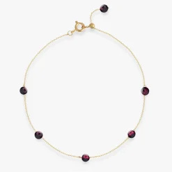 Boba - 18Ct Gold, Garnet Bead And Chain Anklet^The Alkemistry Outlet