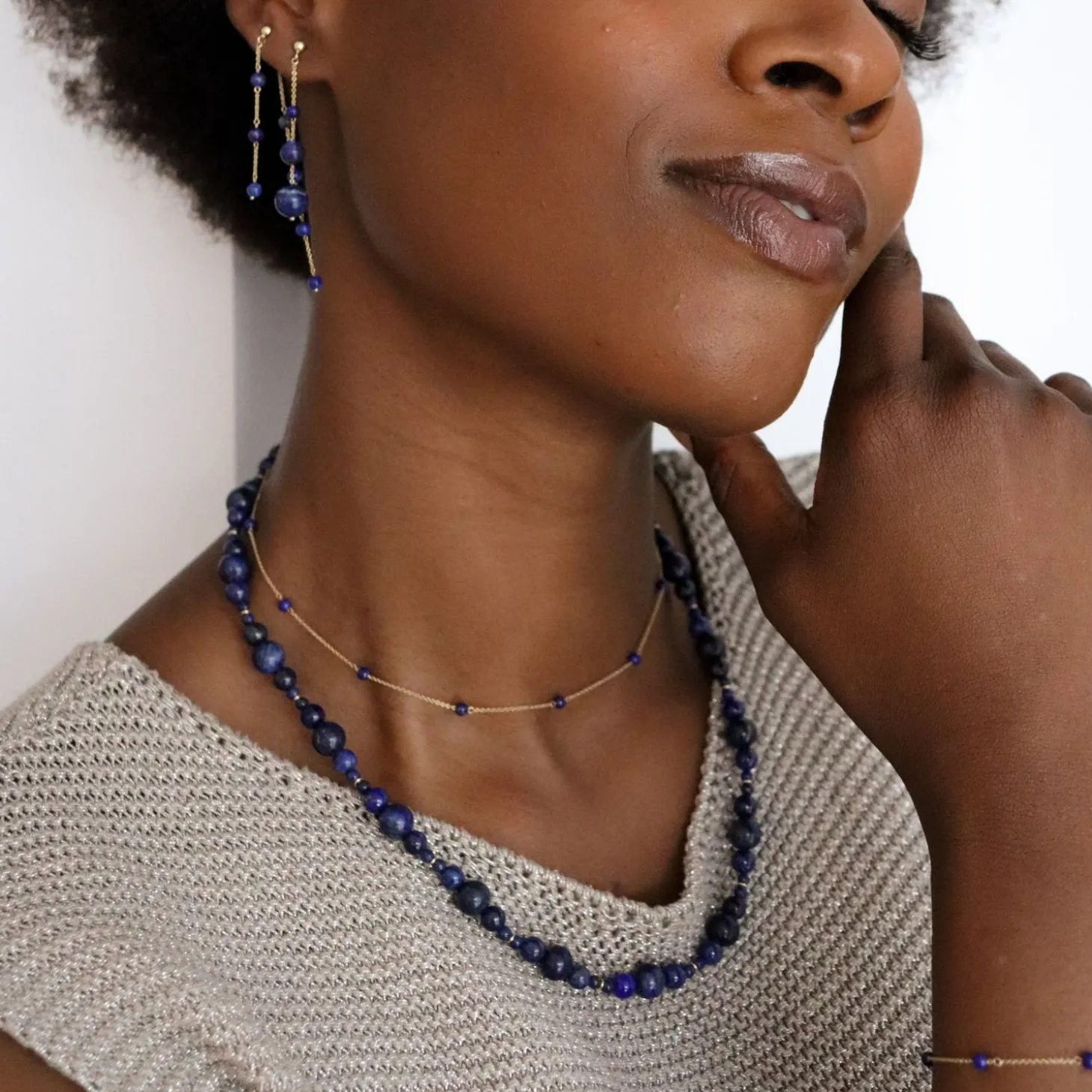 Boba - 18Ct Gold, Lapis Bead Bubble Necklace^The Alkemistry Cheap