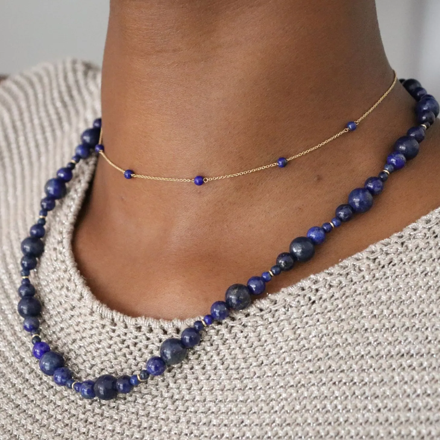 Boba - 18Ct Gold, Lapis Bead And Chain Necklace^The Alkemistry Best Sale